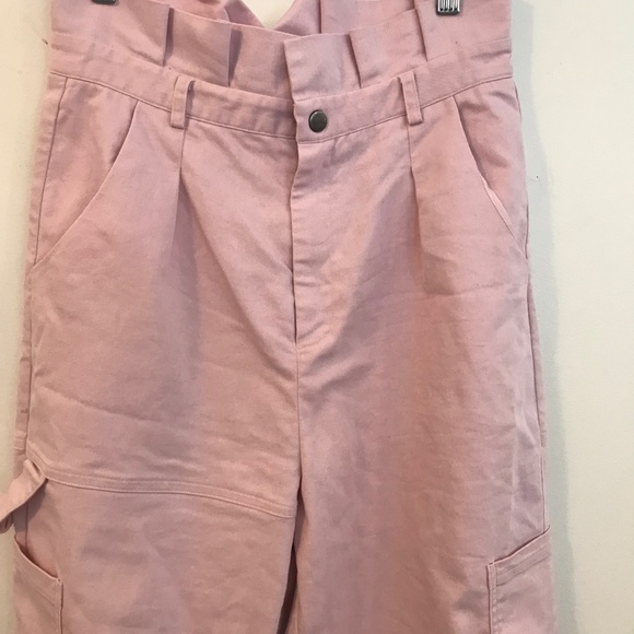 Bardot cargo jogger pants 28 paper bag waist pink heavy cotton preppy weekend - Picture 3 of 13
